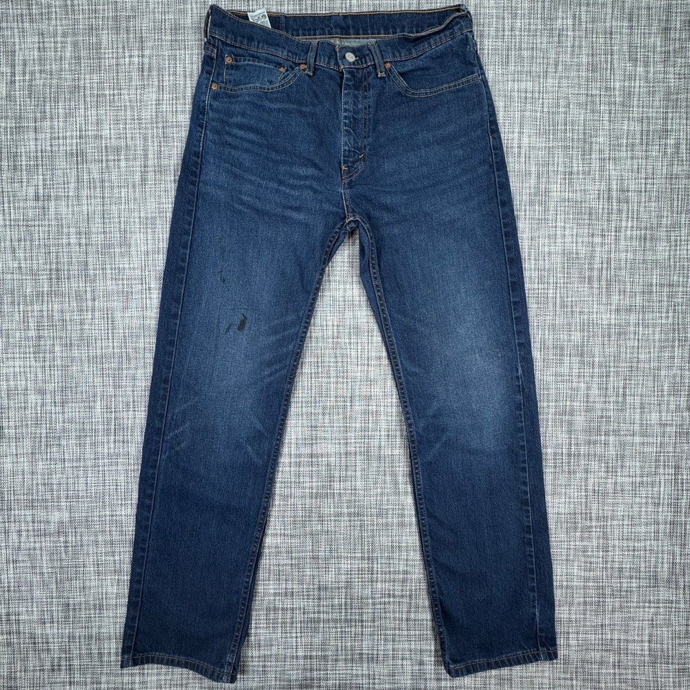 Levis 505 Jeans Mens 34x32 Blue Stretch Denim Regular Fit Straight Leg 5 Pocket